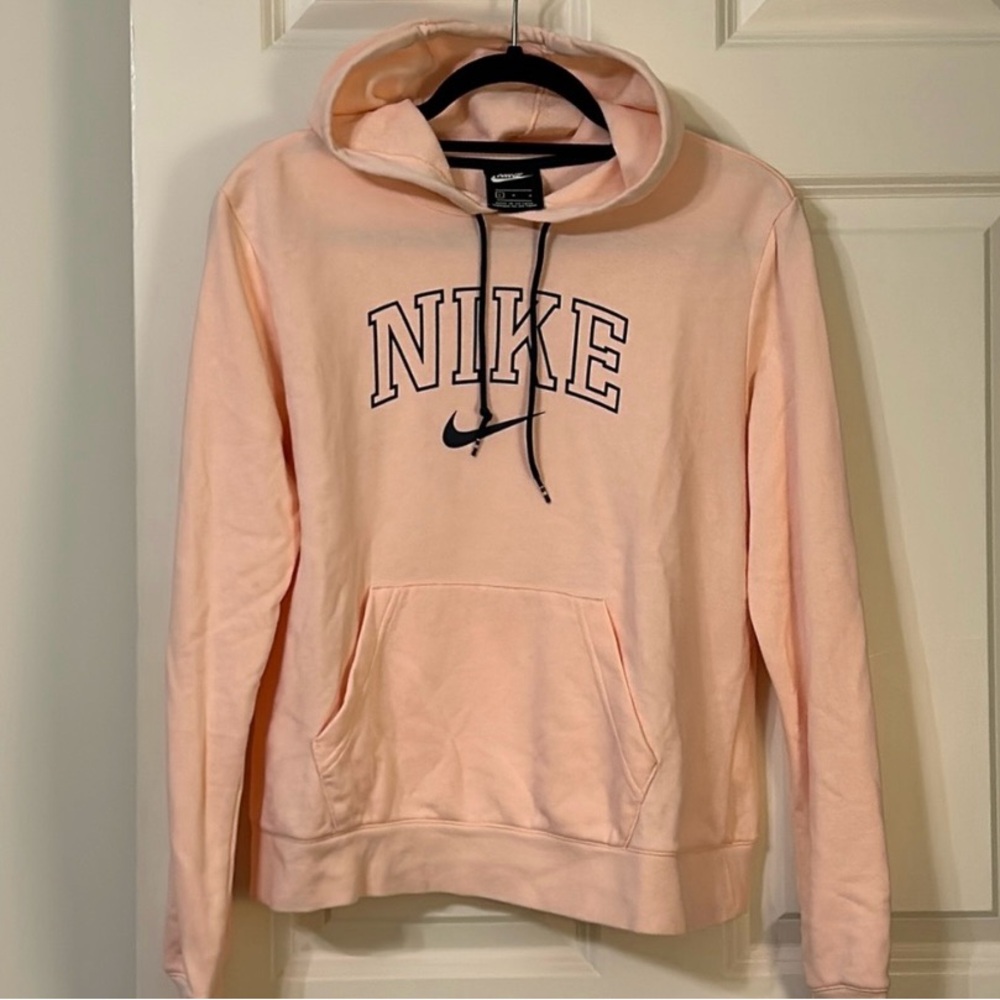 Preloved Women's Nike Sportswear Peach Colored Essential Hoodie.